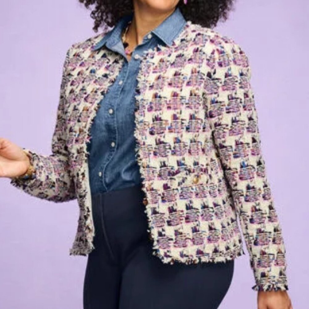 nwt TALBOTS collarless tweed blazer jacket 8 p - Picture 3 of 3